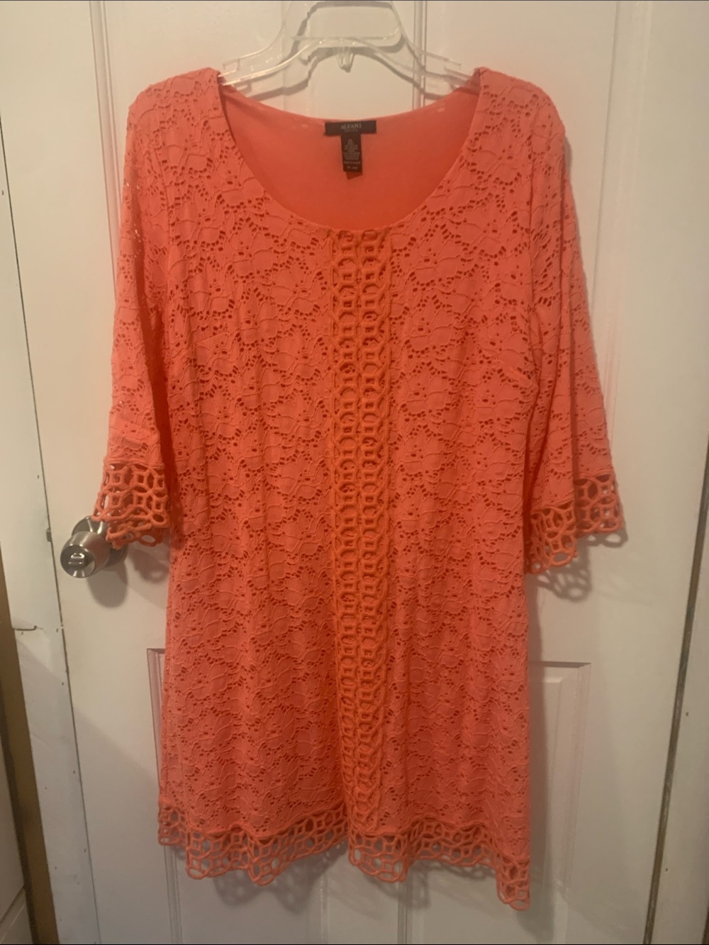 Alfani Coral Crochet Lace Midi Dress